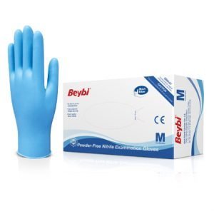 Beybi Mavi Nitril Muayene Eldiveni Pudrasız